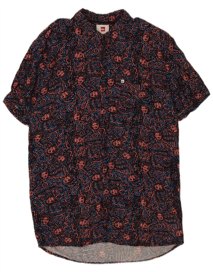 Camicia slim Quiksilver da uomo con motivo astratto XL in viscosa nera