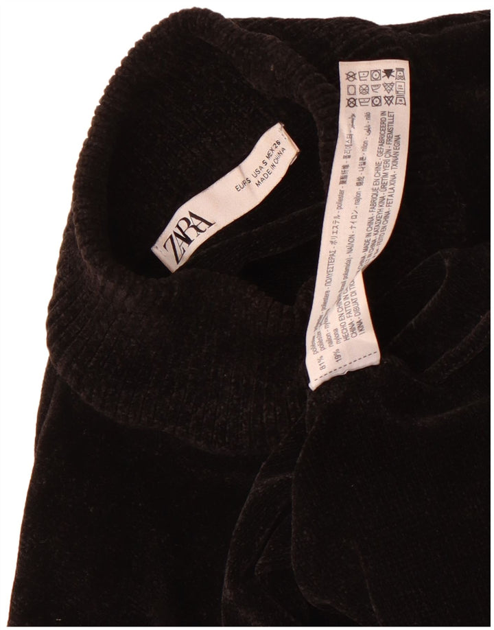 Maglione a collo alto corto in velluto da donna Zara UK 8 piccolo nero