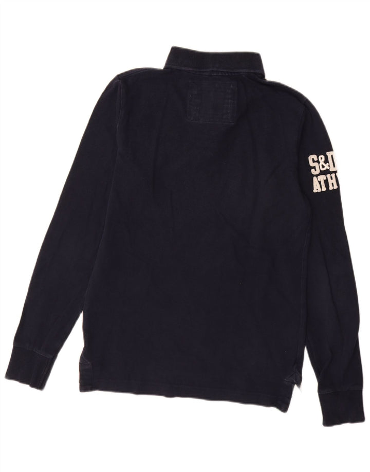 Polo da rugby da uomo con grafica a maniche lunghe Superdry, cotone blu navy medio