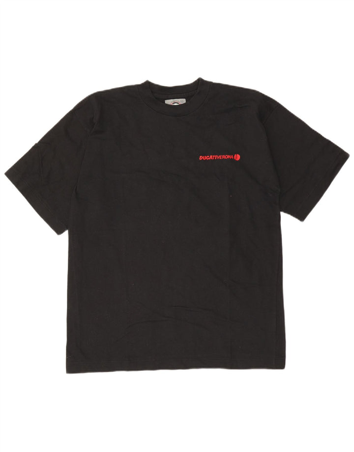 T-shirt grafica da uomo Ducati Top in cotone nero medio