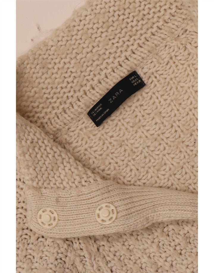 Maglione cardigan da donna Zara UK 14 grande acrilico bianco