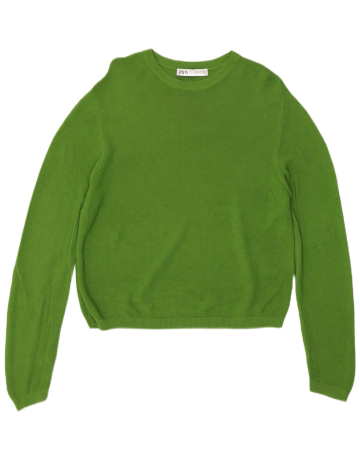 Maglione maglione girocollo da donna Zara UK 14 Viscosa verde medio