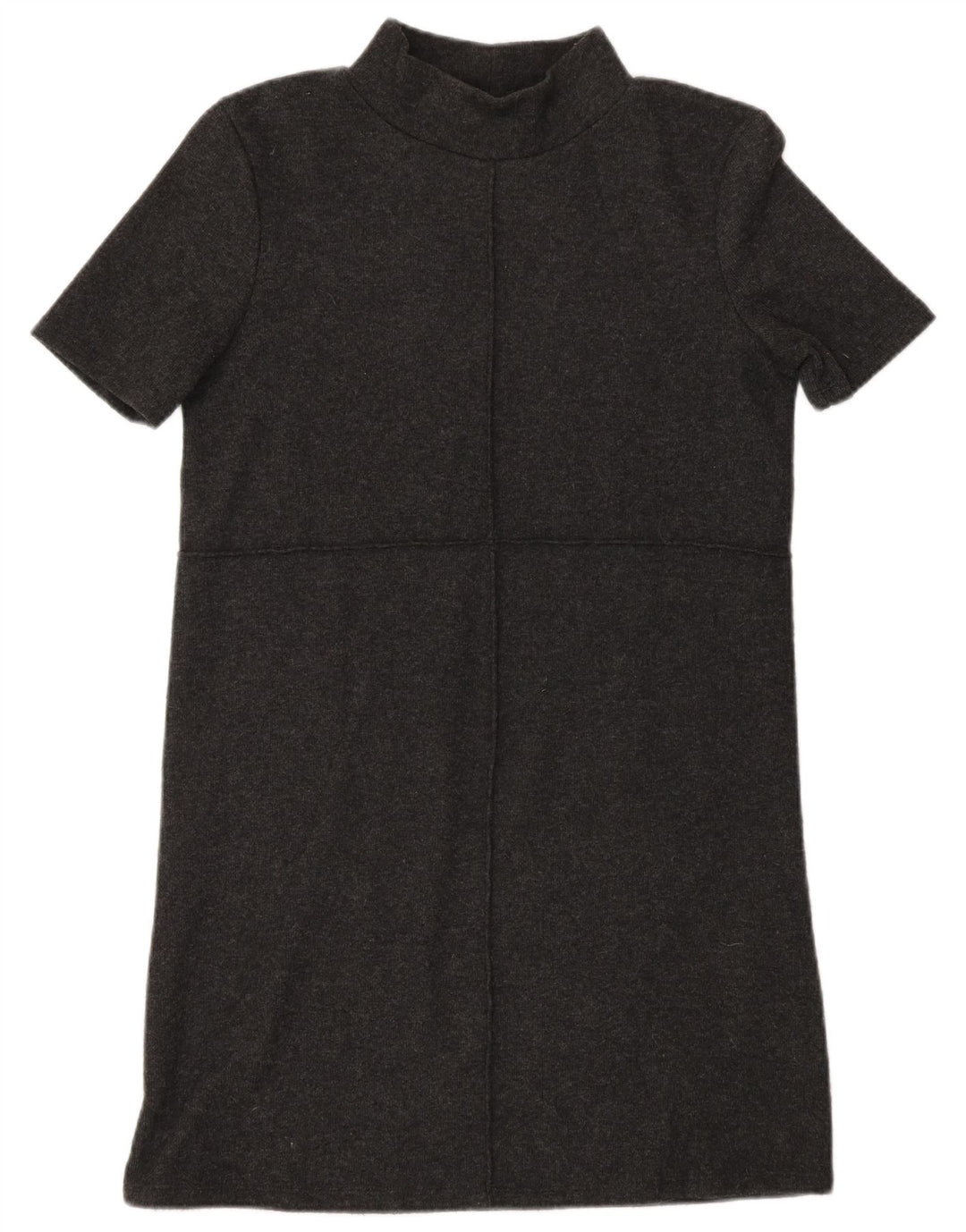 Abito maglione a maniche corte da donna Zara UK 10 piccolo poliestere grigio
