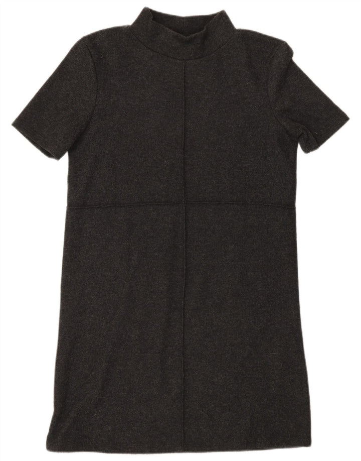 Abito maglione a maniche corte da donna Zara UK 10 piccolo poliestere grigio
