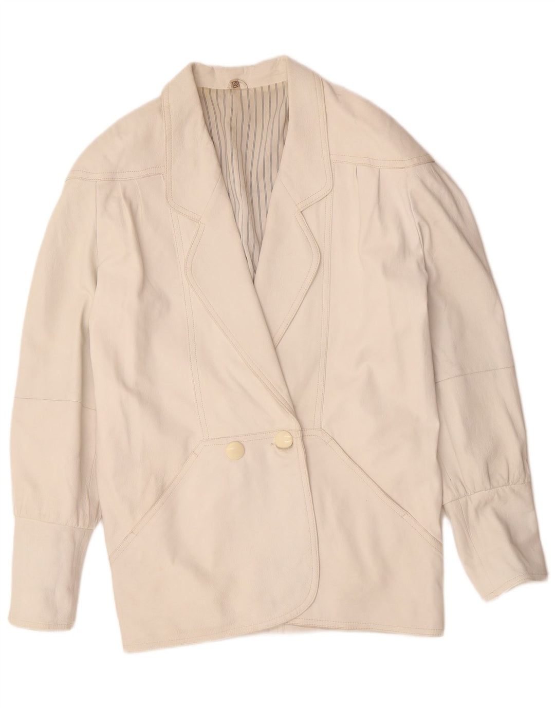 Cappotto in pelle oversize da donna VINTAGE EU 40 Pelle bianca media