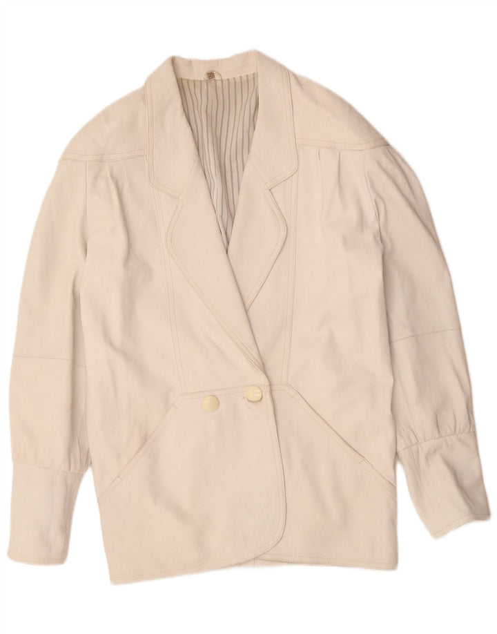 Cappotto in pelle oversize da donna VINTAGE EU 40 Pelle bianca media