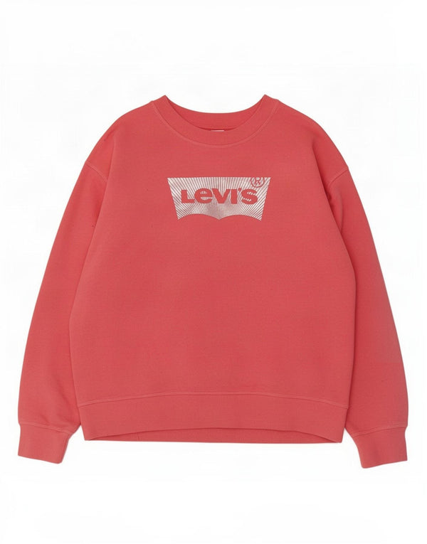 Levi's Felpa con grafica da donna Maglione UK 16 Large Rosa Cotone