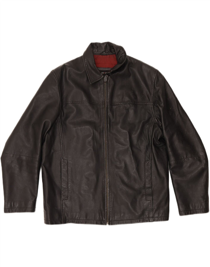 VINTAGE Womens Leather Jacket EU 42 Large Black Leather Vintage Vintage and Second-Hand Vintage from Messina Hembry 