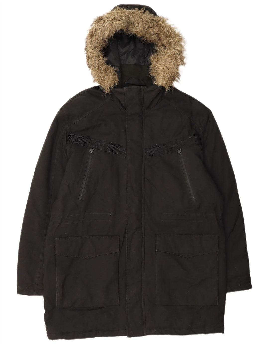 Giacca parka con cappuccio da uomo Jack & Jones UK 44 2XL poliestere nero