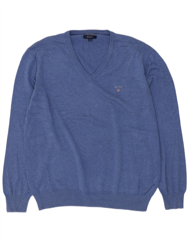 Gant Maglione da uomo con scollo a V XL in cotone blu