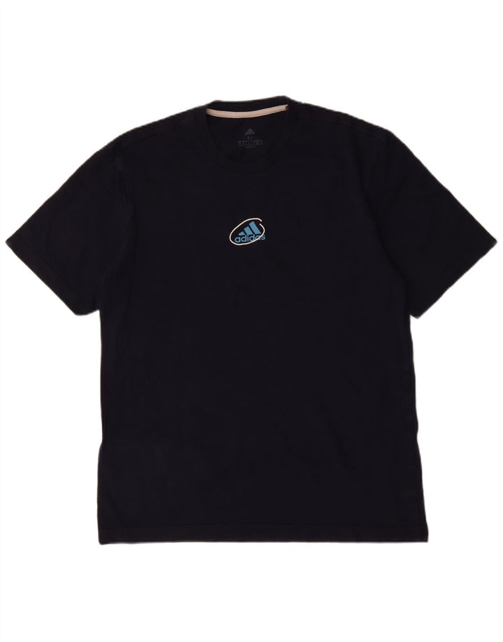 ADIDAS Mens Graphic T-Shirt Top Medium Navy Blue Cotton