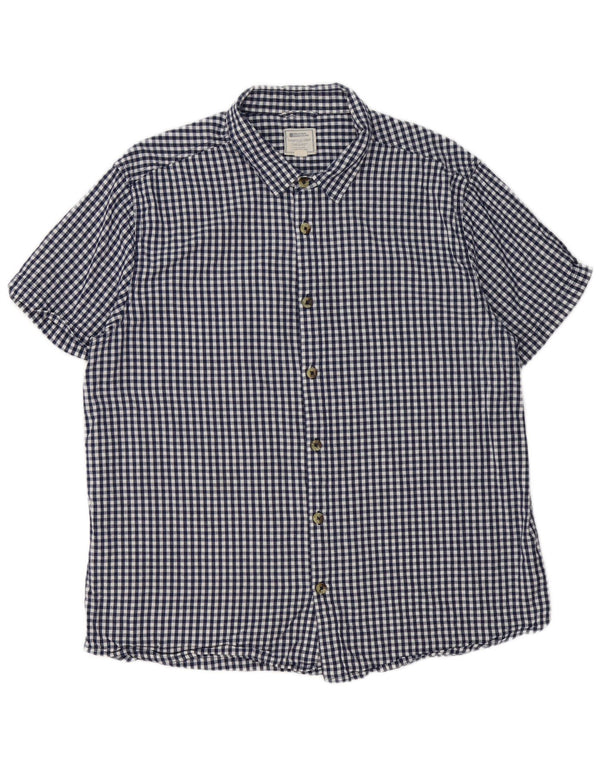 Camicia a maniche corte da uomo Mountain Warehouse 2XL in cotone a quadretti blu navy