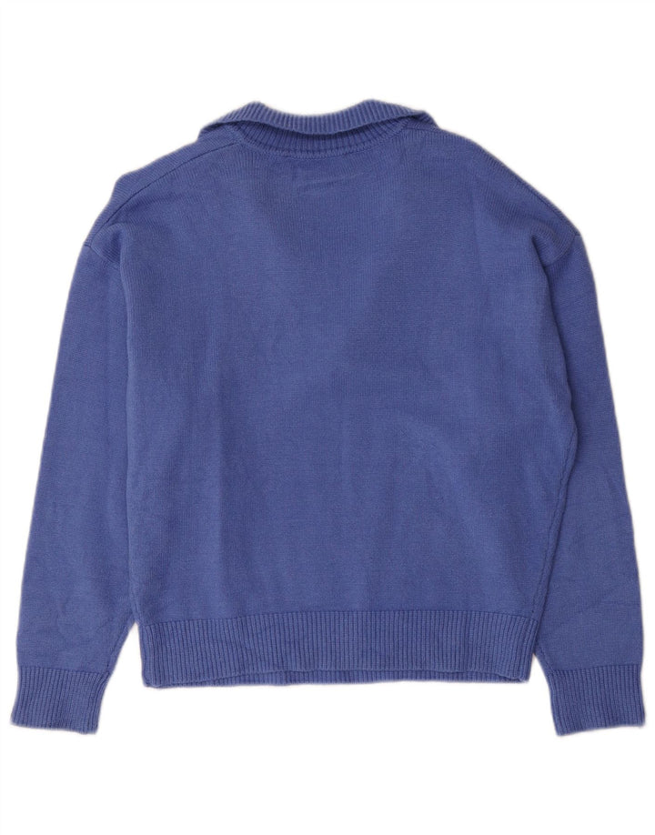 Maglione maglione collo alto da donna Zara UK 14 viscosa blu medio