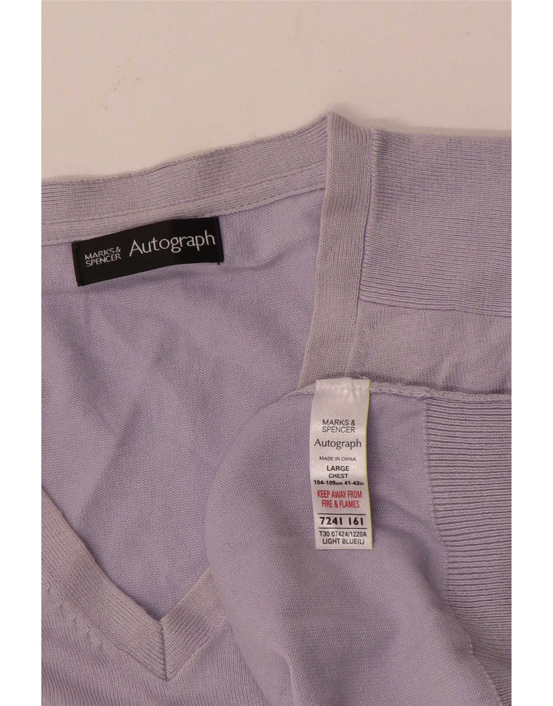 Marks & Spencer Maglione da uomo con scollo a V autografo grande in cotone blu