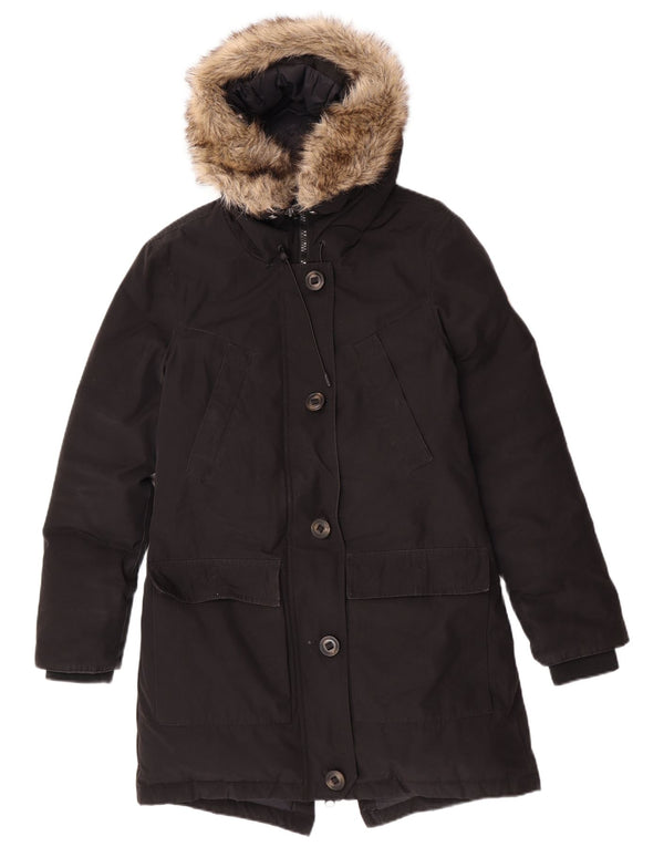 Giacca Parka da donna con cappuccio Superdry UK 10 Small Nero Poliestere