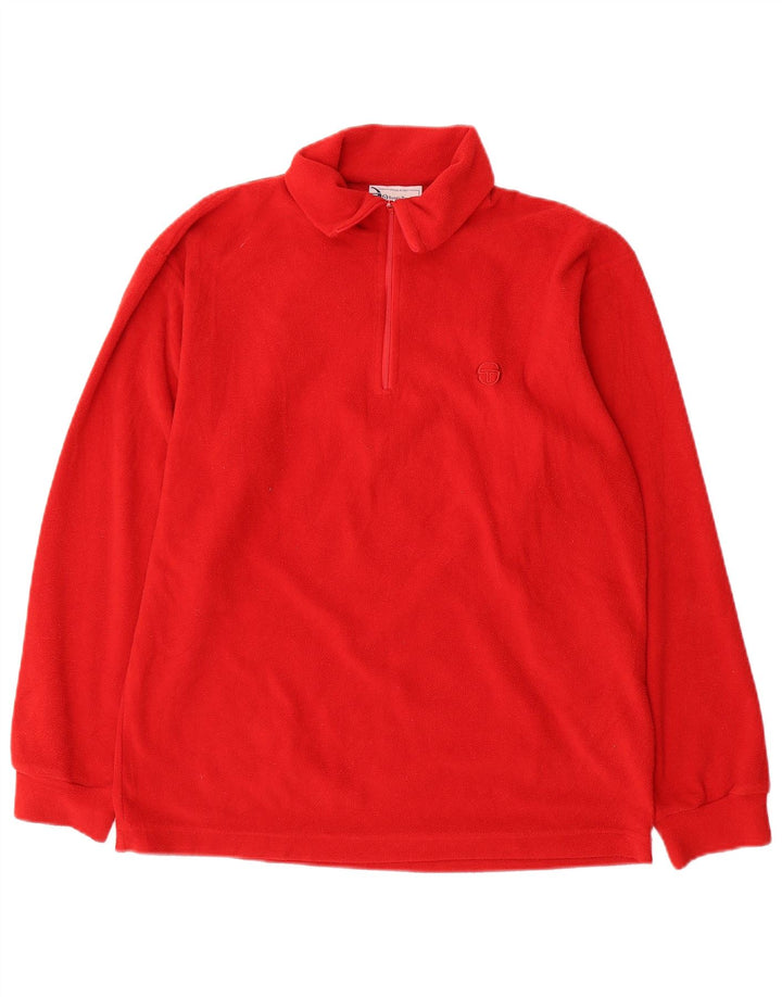 Maglione in pile da uomo Sergio Tacchini con zip e collo piccolo in poliestere rosso
