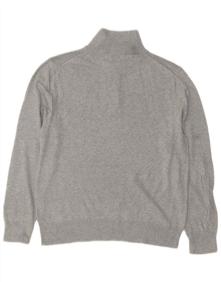 J. CREW Maglione da uomo con zip e collo grande in cotone grigio