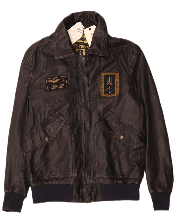 AERONAUTICA MILITARE Giacca grafica da donna IT 42 media pelle nera