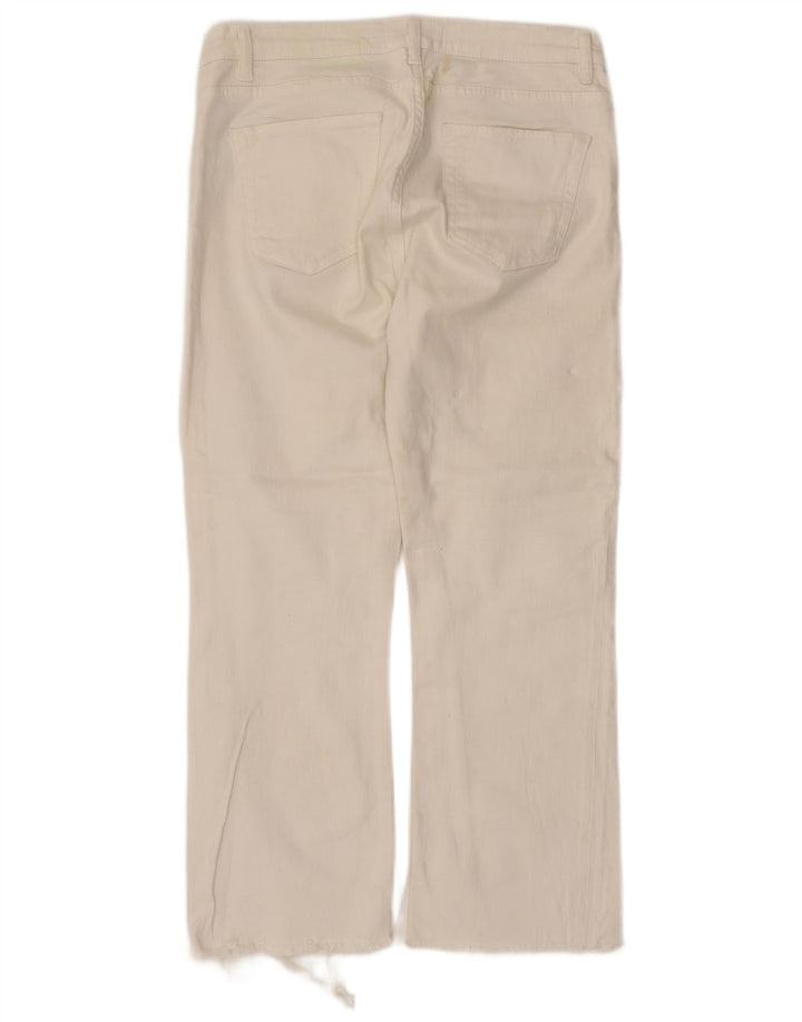 Jeans cropped da donna ZARA EU 40 medio W30 L25 cotone bianco