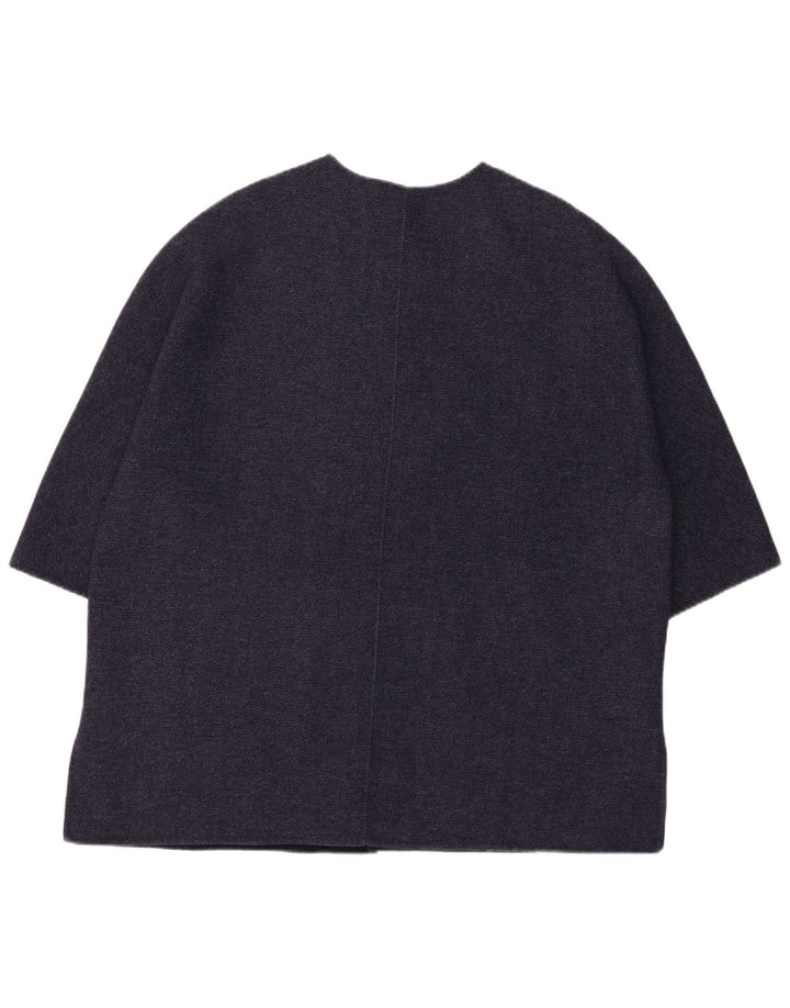Soprabito oversize con maniche a 3/4 da donna Zara UK 16 Large in lana blu navy