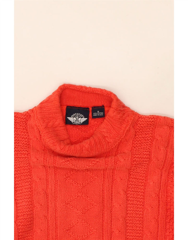 DOCKERS Womens Oversized Turtle Neck Jumper Sweater UK 10 Small Red Cotton Vintage Dockers and Second-Hand Dockers from Messina Hembry 