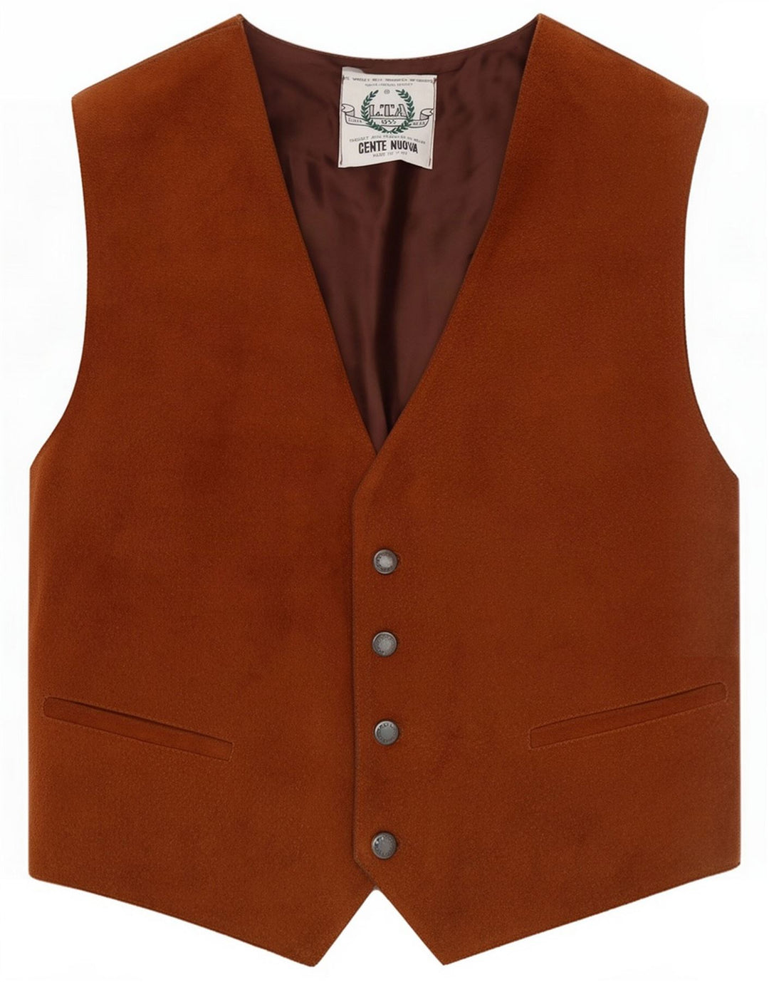 Gilet vintage da uomo in pelle scamosciata Marrone medio