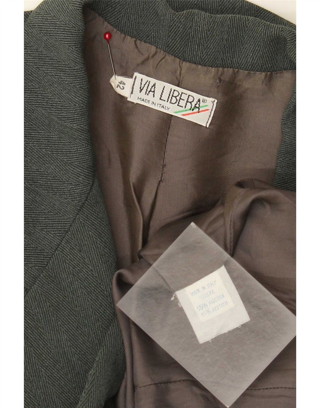 Giacca blazer doppiopetto vintage da donna IT 42 Verde medio a spina di pesce