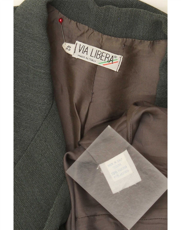 Giacca blazer doppiopetto vintage da donna IT 42 Verde medio a spina di pesce