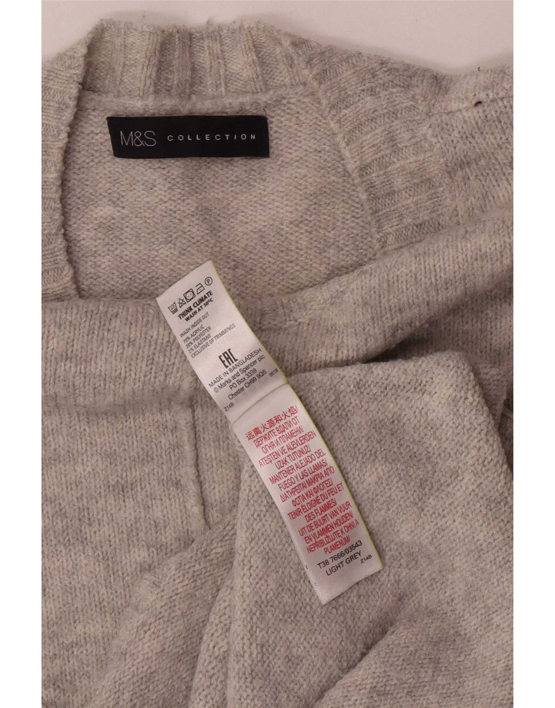 Maglione maglione girocollo da donna Marks & Spencer UK 14 Acrilico grigio medio