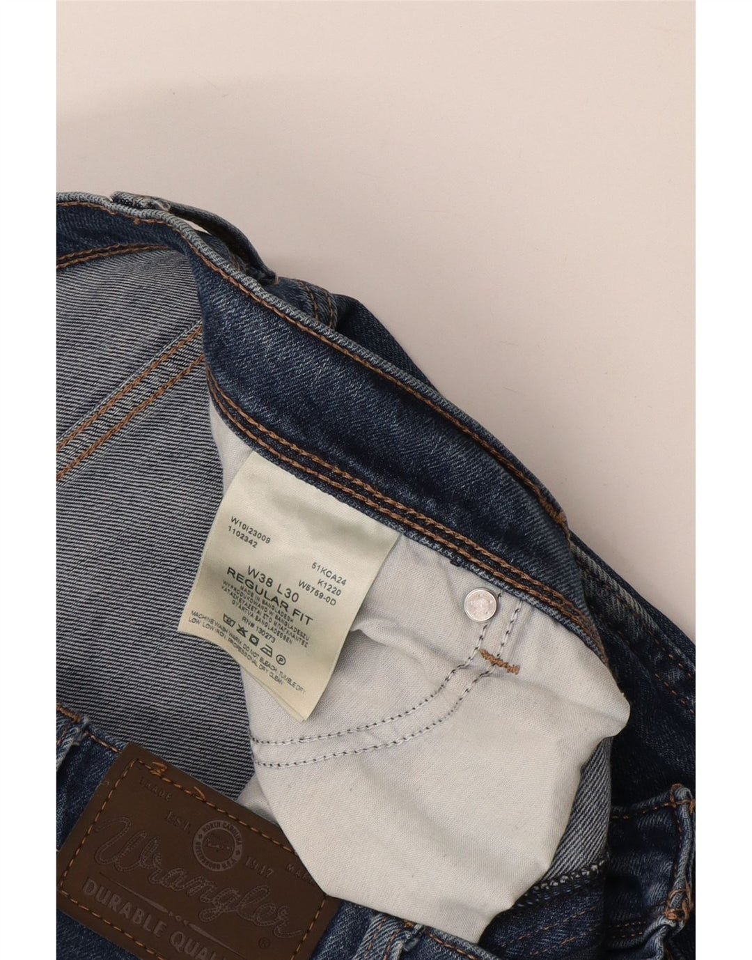 Jeans dritti da uomo vestibilità regolare WRANGLER W38 L30 cotone blu