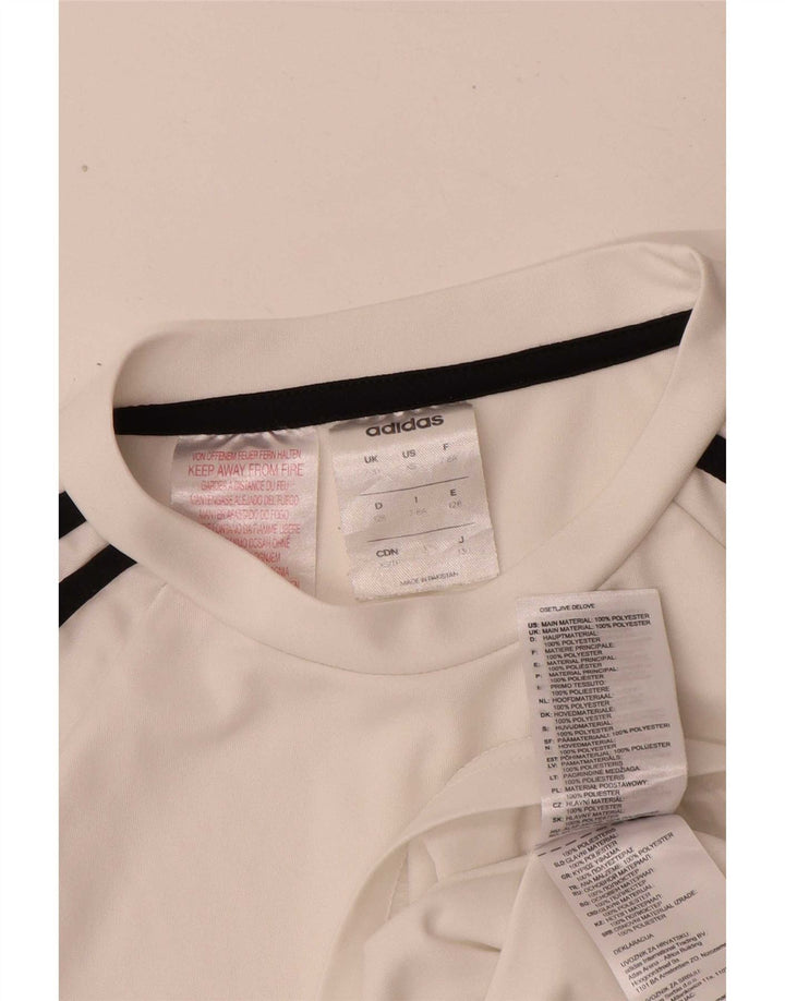 Maglietta Adidas Climalite da ragazzo, 7-8 anni, in poliestere bianco