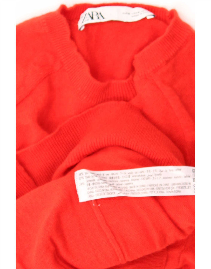 Maglione maglione girocollo da donna Zara UK 10 piccolo rosso lana
