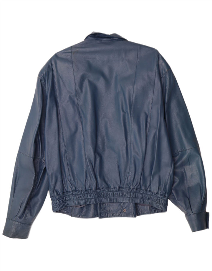 Giacca in pelle militare da uomo VINTAGE IT 52 XL in pelle blu