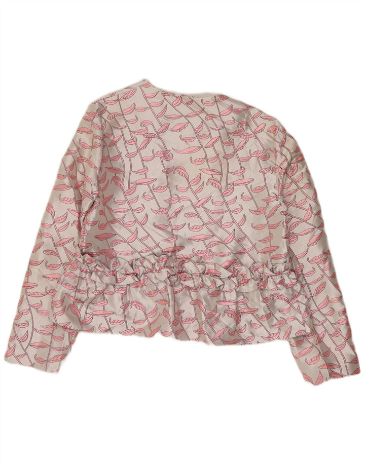 Topshop Donna Crop Abstract Pattern Camicia Camicetta UK 10 Piccola Bianca
