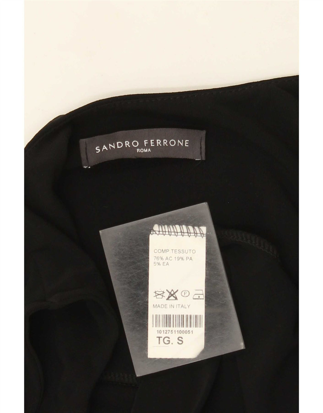 Sandro Ferrone abito da donna senza maniche a trapezio UK 10 piccolo acetato nero