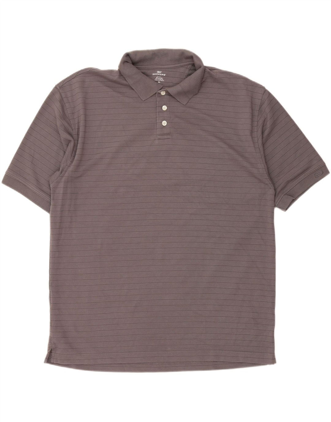DOCKERS Mens Polo Shirt XL Grey Striped Cotton Vintage Dockers and Second-Hand Dockers from Messina Hembry 