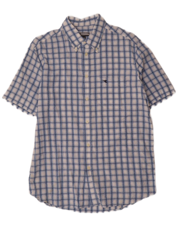 DIADORA Camicia Uomo Manica Corta Cotone Quadri Blu Medio