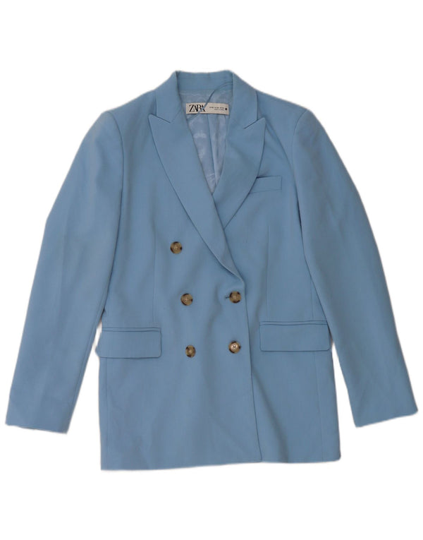 Giacca blazer doppiopetto da donna ZARA UK 6 XS blu poliestere
