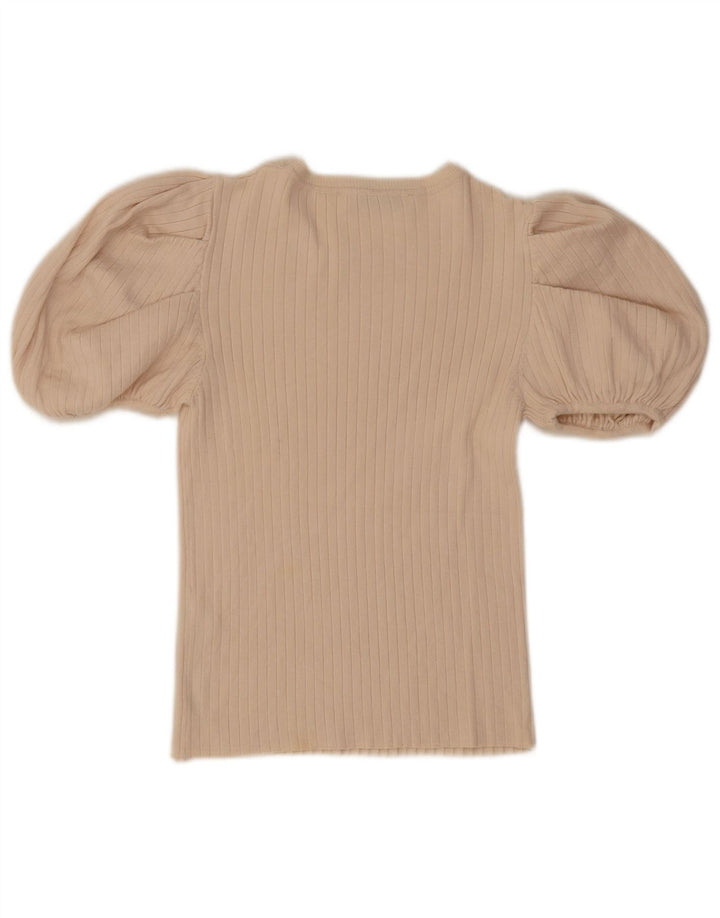 Top corto da donna Zara in camicetta UK 12 in viscosa bianco sporco medio