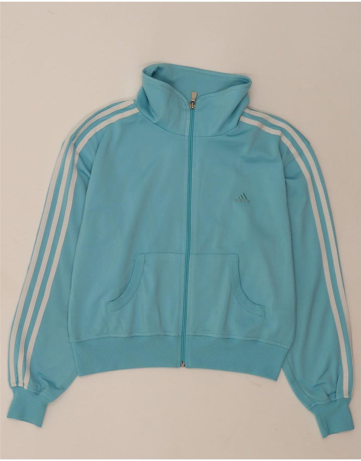 Giacca da ginnastica corta da donna Adidas UK 14 poliestere blu medio