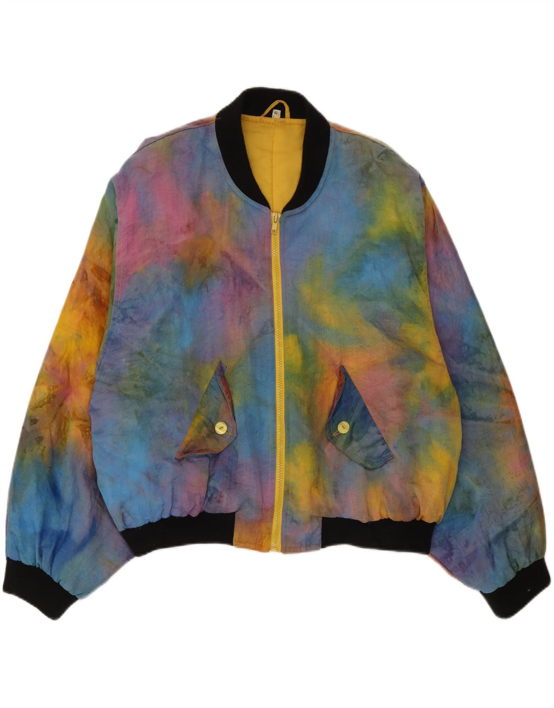 Giubbotto bomber vintage da donna IT 42 medio multicolore in poliammide tie-dye