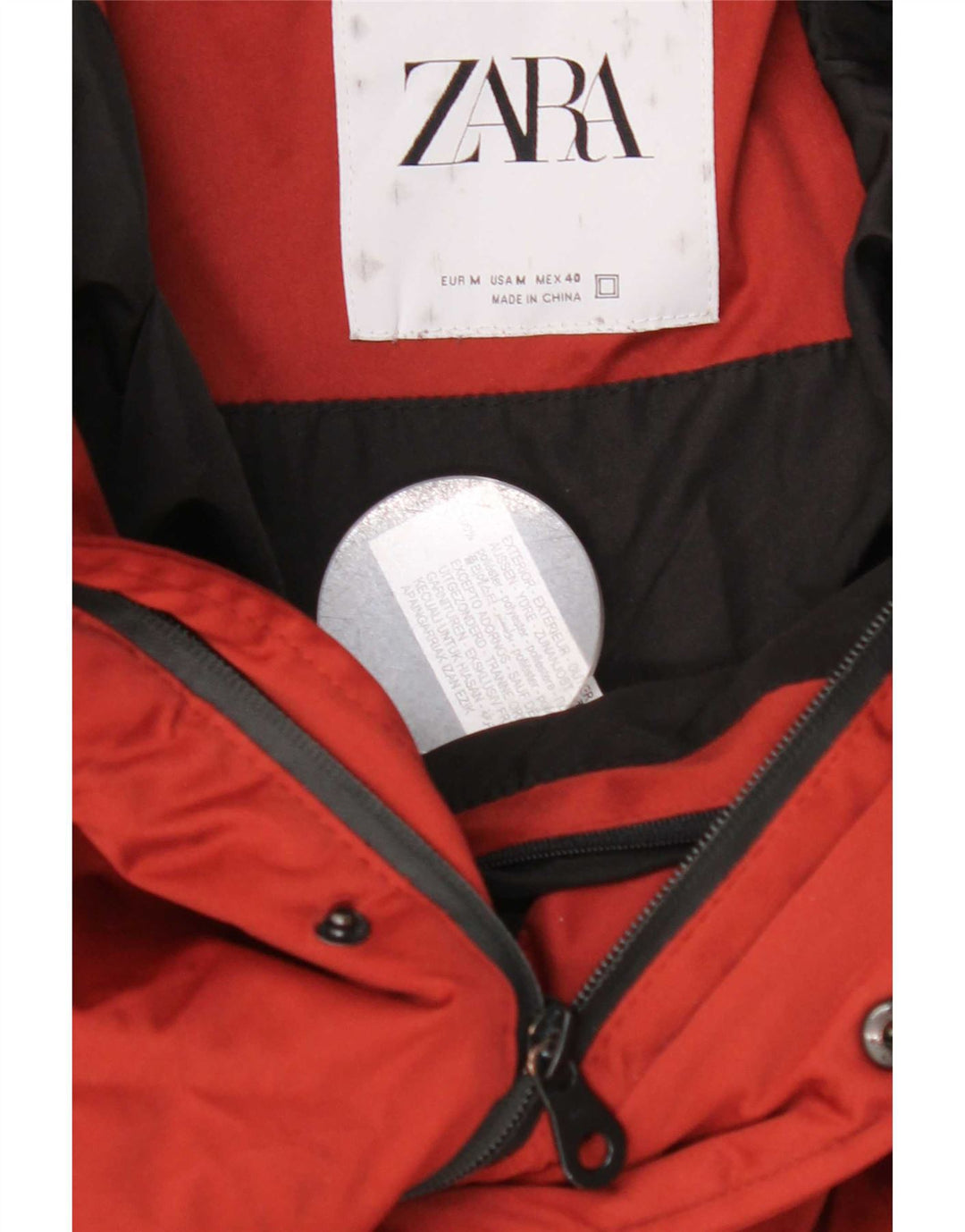 Giacca imbottita corta con cappuccio da uomo Zara UK 40 poliestere rosso medio