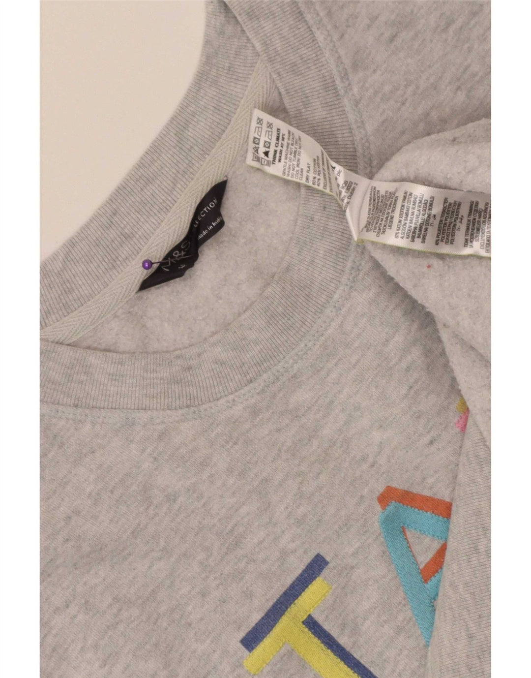 Felpa grafica da donna Marks & Spencer UK 16 grande cotone grigio
