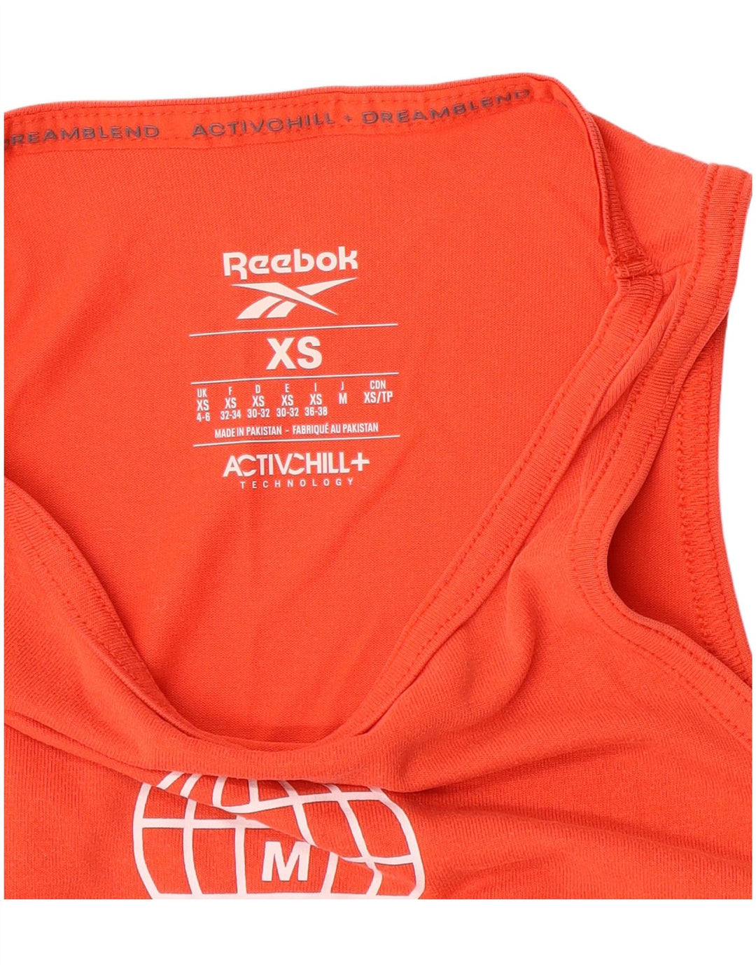 Canottiera grafica Reebok da donna UK 4/6 XS arancione