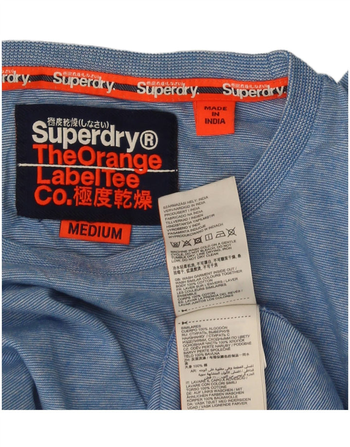 Top da uomo Superdry a maniche lunghe in cotone screziato blu medio