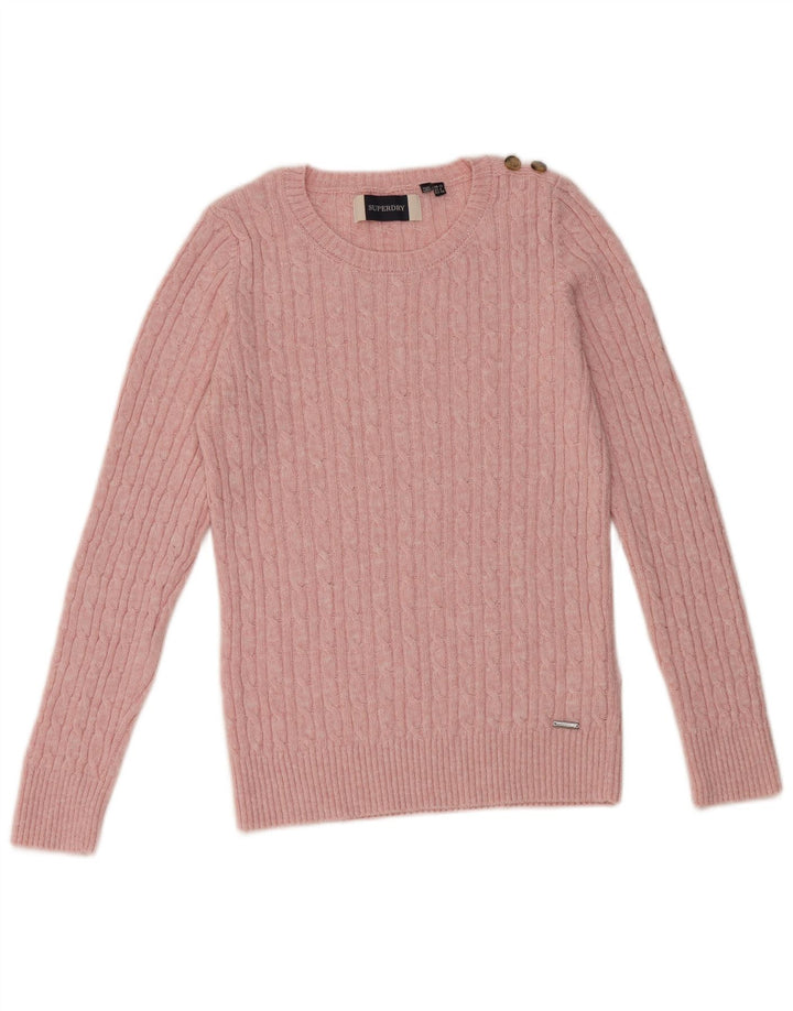 Maglione maglione girocollo da donna SUPERDRY UK 12 Acrilico rosa medio