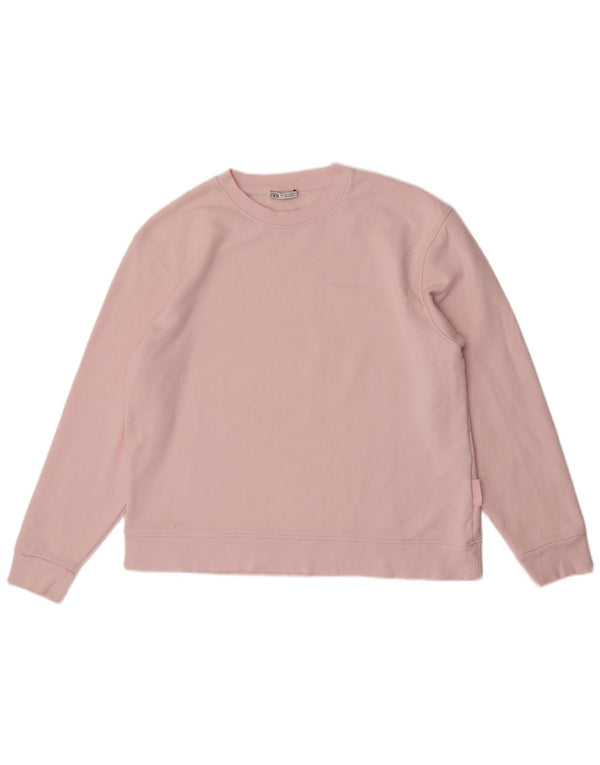Felpa oversize da donna Zara UK 16 grande cotone rosa