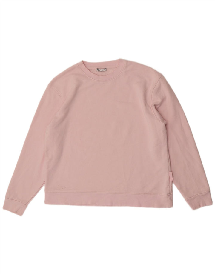 Felpa oversize da donna Zara UK 16 grande cotone rosa