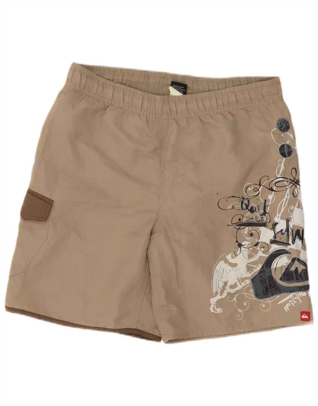 Pantaloncini da bagno grafici da uomo Quiksilver piccoli in poliestere beige