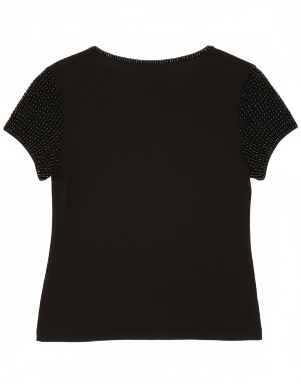 Gattinoni Maglietta Grafica Donna Top IT 46 Large Nera in Viscosa